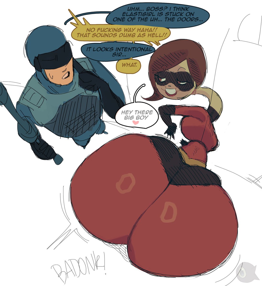 ass big_ass big_butt disney elastigirl fat_ass fat_butt gigantic_ass gigantic_butt helen_parr huge_ass huge_butt inviting large_ass large_butt massive_ass massive_butt pixar superheroine text the_incredibles undergroundj white_background