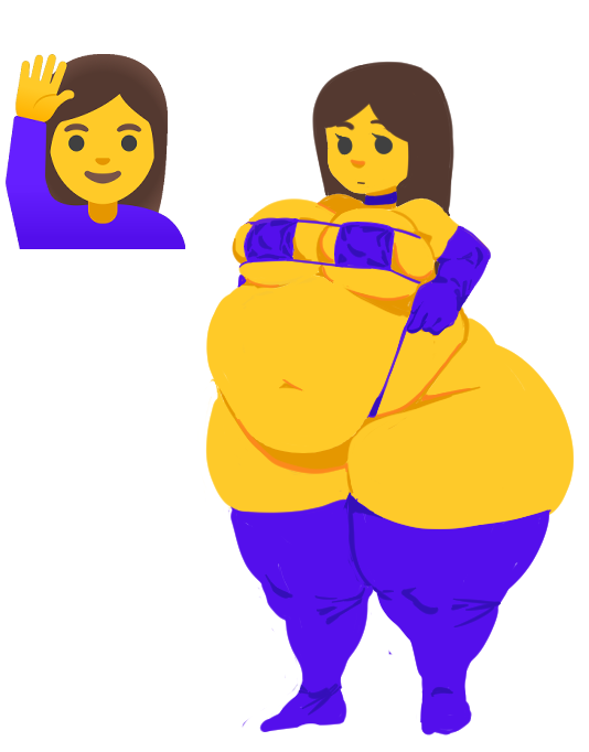 1girls bbw belly big_belly big_breasts breasts chubby emoji_(race) fat huge_thighs koi_alive lineless no_outlines square_bikini thighs