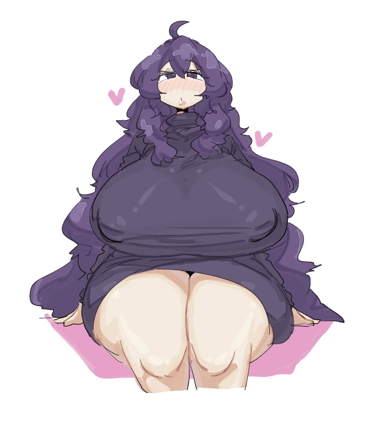 1girls big_breasts big_thighs black_hair blue_eyes blushing breasts dress eyes_closing fair-skinned_female fair_skin female female_only goth goth_girl heart hex_maniac huge_breasts human human_only leebongchun long_hair looking_at_viewer nintendo nipple_bulge nipples_visible_through_clothing npc_trainer pale-skinned_female pale_skin pokemon purple_hair voluptuous