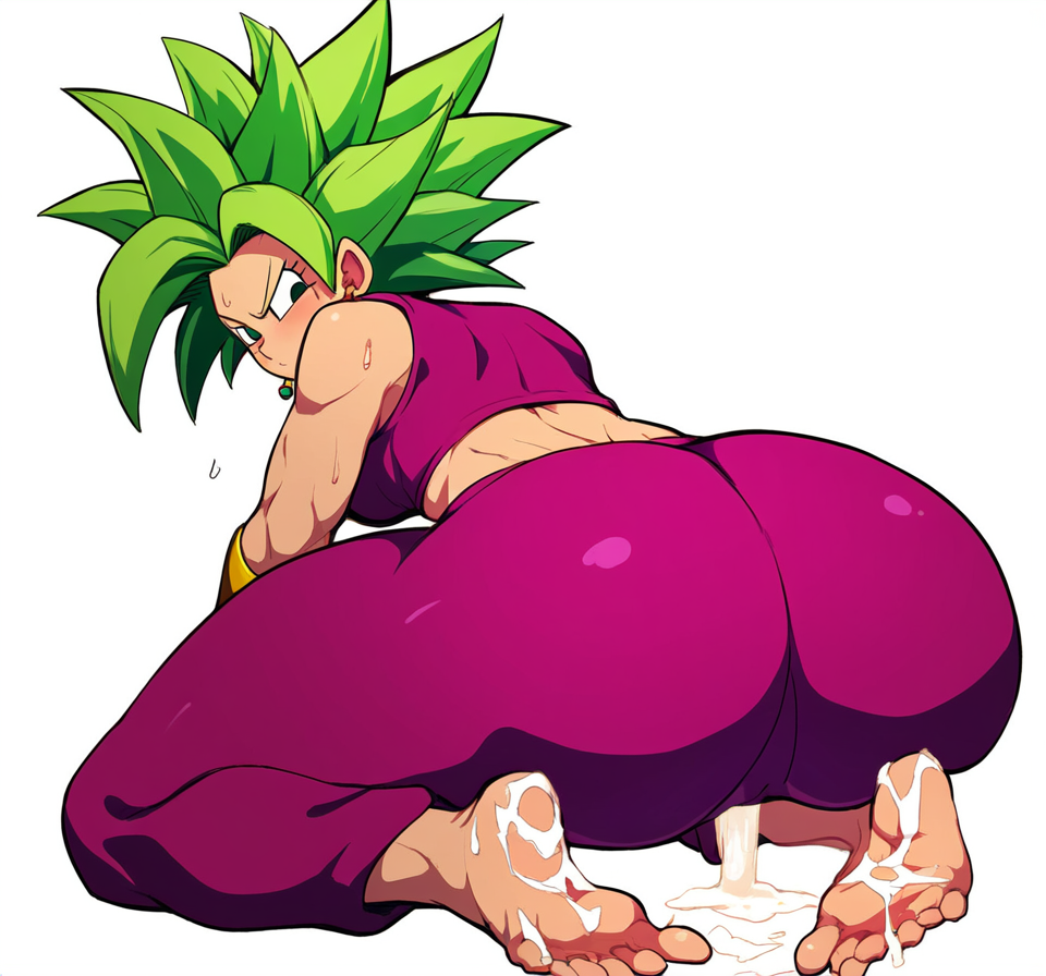 ai generated, ass, barefoot, cum, cum on feet, cumming, dragon ball, dragon ball super, feet, female, female saiyan, foot fetish, foot focus, fusion, kefla, leaking cum, legendary super saiyan, looking at viewer, novelai, saiyan female, sitting on floor, soles, super saiyan, super saiyan 2, toes, universe 6/universe 7