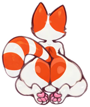 alpha_channel anonymous_artist anthro ass balls big_butt calico_pattern genitals glistening glistening_body low_res male markings marsey outline paws pose rear_view simple_background sitting solo striped_markings striped_tail stripes tail tail_markings thick_thighs toony transparent_background wpd