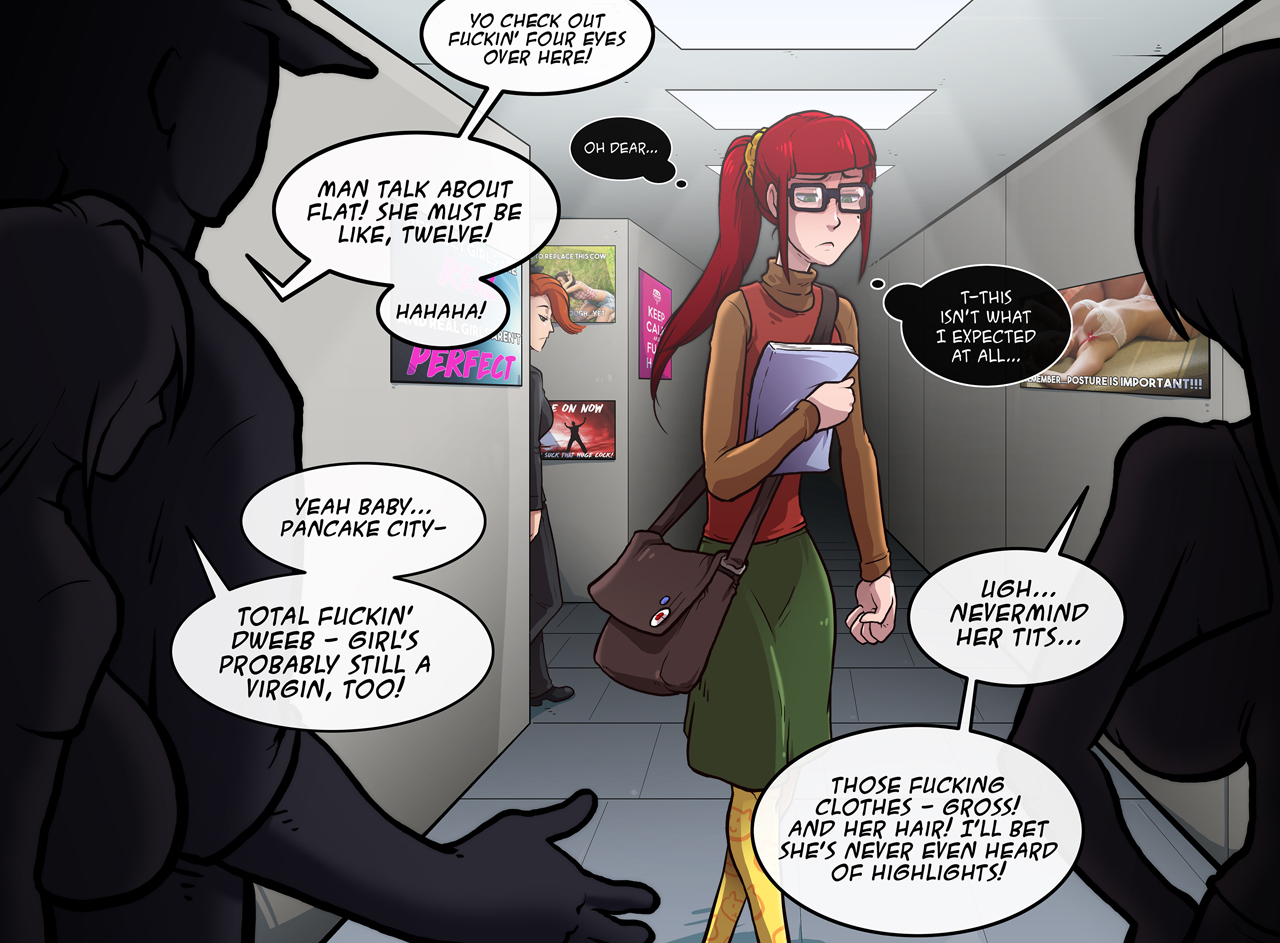 glasses, original, ponytail, red hair, sparrow (artist), synthia vice, tagme, text, tied hair, wendy barton