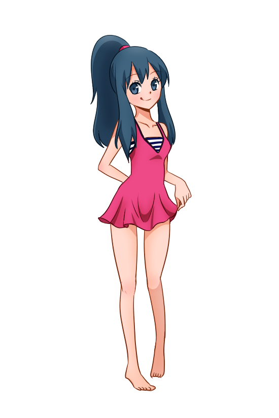 1girls 2000s 2000s_(style) alpha_channel anime_girl anime_style bare_arms bare_legs bare_shoulders bare_thighs barefoot blue_eyes blue_hair blue_ponytail blush dawn_(pokemon) female female_only for_sticker_use licking licking_lips light-skinned_female light_skin long_hair long_ponytail one_piece_swimsuit only_female pink_one-piece_swimsuit pink_swimsuit png pokemon pokemon_(anime) pokemon_dppt ponytail sticker_template striped_shirt swimsuit tongue tongue_out transparent_background transparent_png