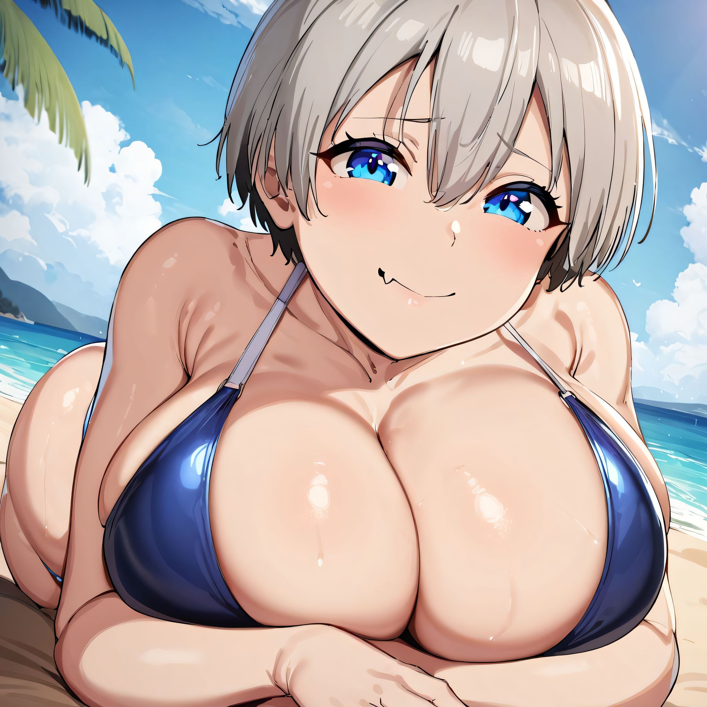 1girls, ai generated, alternate breast size, big breasts, bikini, breasts, busty, curvaceous, curvy, curvy body, curvy female, curvy figure, female, huge breasts, large breasts, nipples, sweat, sweating, sweaty, sweaty body, sweaty breasts, thick thighs, thighs, uzaki hana, uzaki-chan wa asobitai!