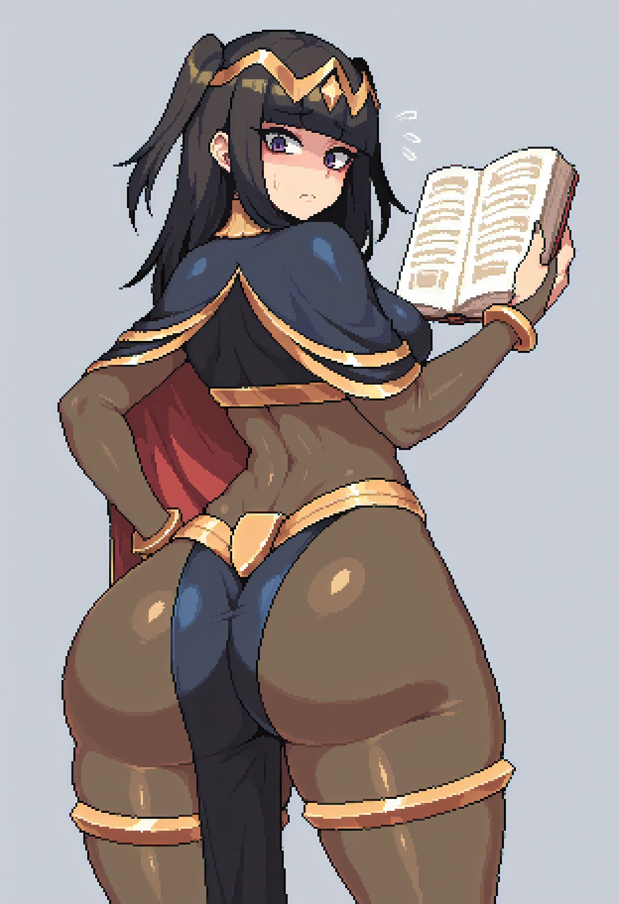 ai generated, ass, augwyn, black hair, female, fire emblem, fire emblem awakening, medium hair, nai diffusion, nintendo, pixel art, stable diffusion, tharja (fire emblem)
