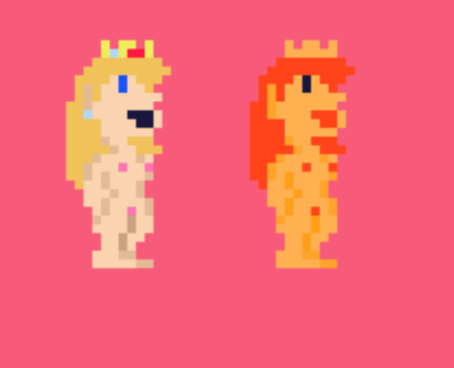 blonde_hair breasts mario_(series) muymal naked pixel_art princess_peach princess_toadstool super_mario_bros. super_mario_bros._(nes) white_skin