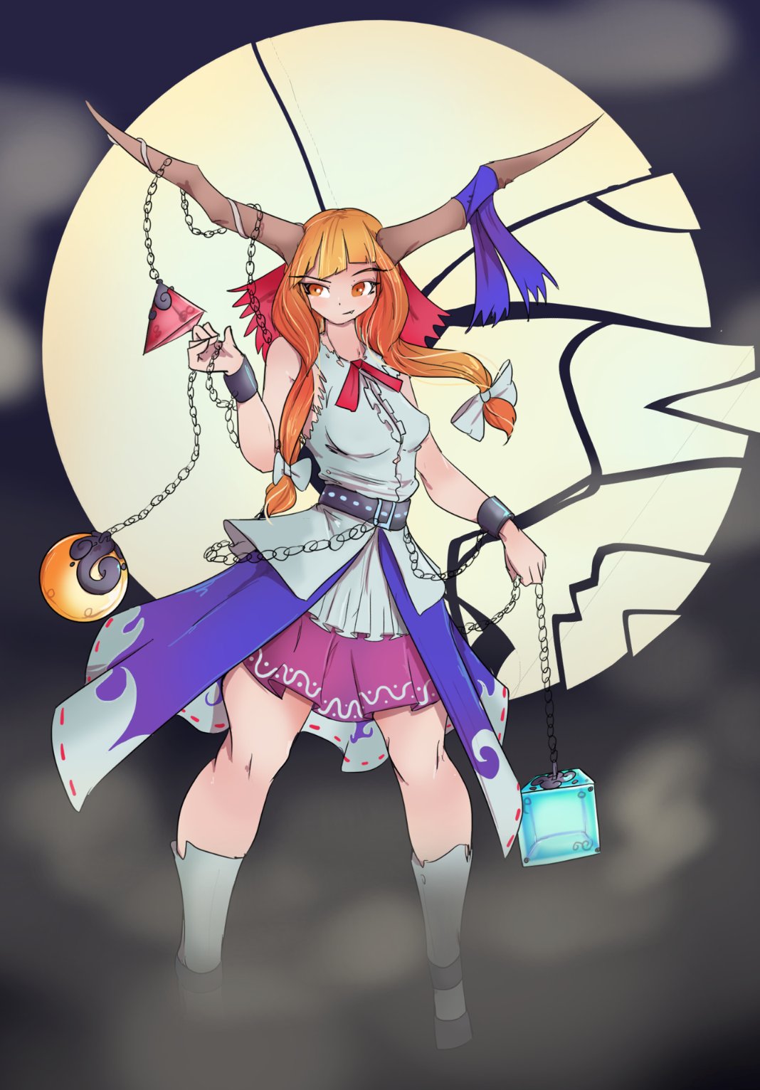 1girls female ginger greenm horns oni orange_hair suika_ibuki tagme touhou