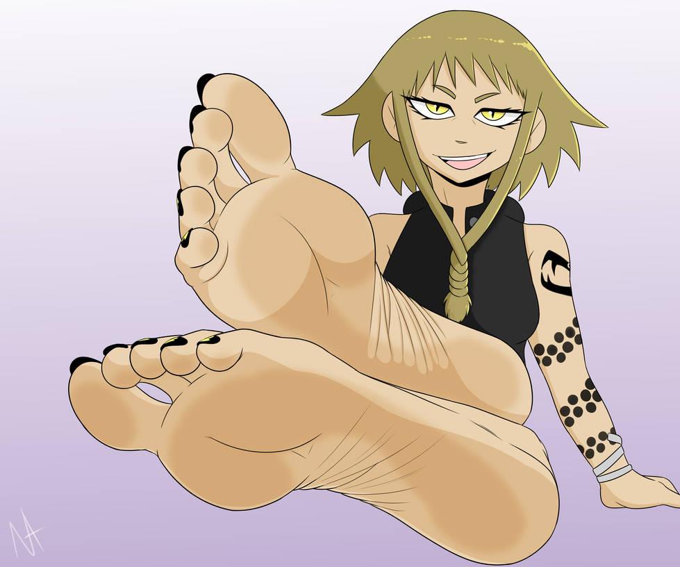 feet foot_fetish foot_focus medusa_gorgon milf painted_toenails soles soul_eater tattoo tattoos wrinkled_feet wrinkled_soles yellow_eyes yellow_hair