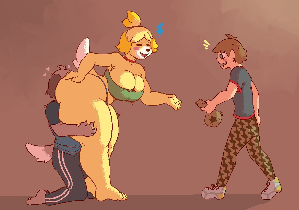 <3, animal crossing, animal crossing boy, ass, bells (animal crossing), big ass, big breasts, blue eyes, blush, breasts, brother, brother and sister, brown fur, brown hair, casual sex, cleavage, clothed, clothing, collar, digby (animal crossing), dog, domination, drooling, facesitting, female, femdom, heart, huge ass, huge breasts, incest, isabelle (animal crossing), male, money, nintendo, opposite sex twins, saliva, sex, signirsol, sister, straight, tail, thong, twins, video games, villager (animal crossing), wide hips, yellow fur