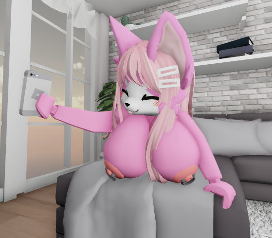 big_ass big_breasts big_butt cute cutiehogg furry furry_female furry_only furry_tail pink_body roblox roblox_avatar