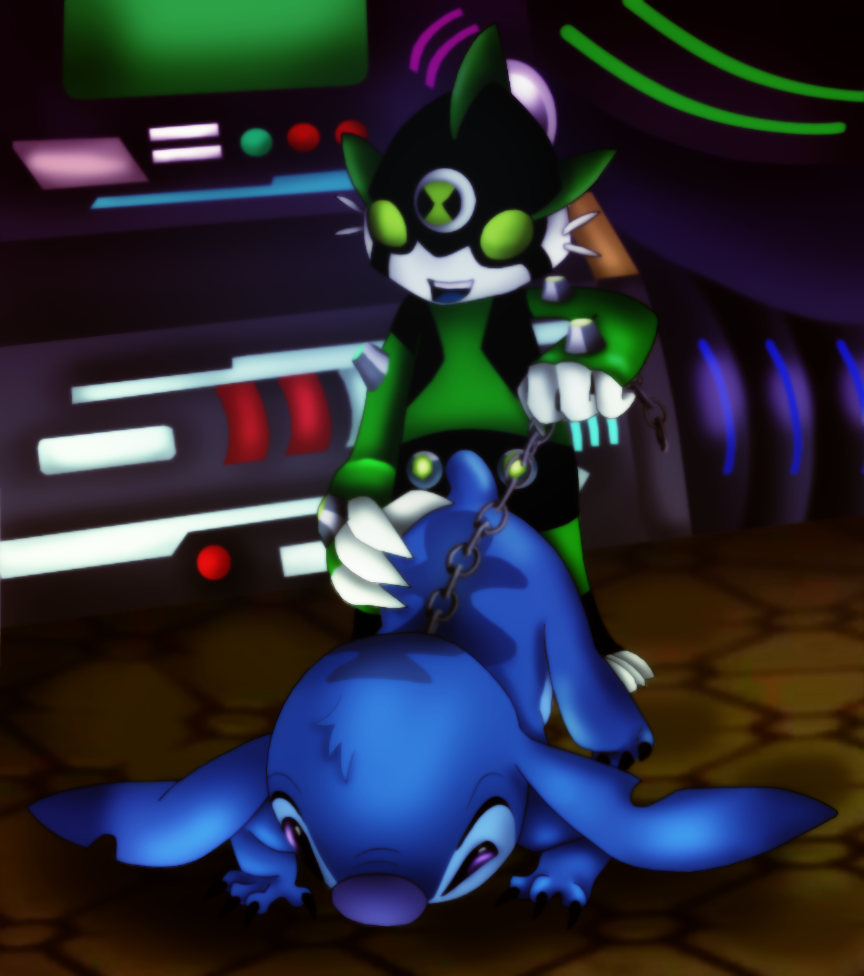 alien ass ben_10 ben_10_omniverse bondage chains disney ditto_(ben_10) experiment_(species) implied_sex interspecies lilo_and_stitch male_only nintendo splixson stitch video_games