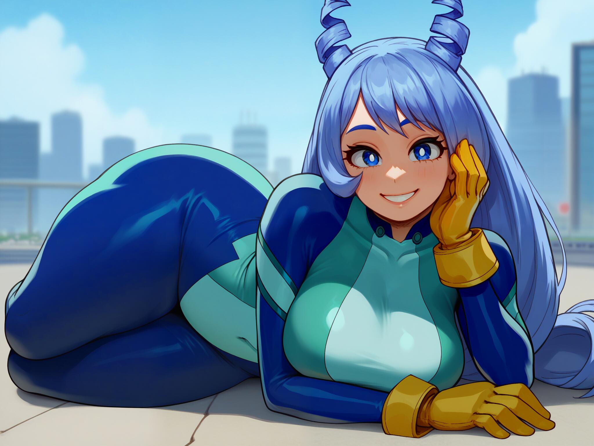 1girls, ai generated, ass, azure (artist), bodysuit, breasts, female, huge ass, large breasts, my hero academia, nejire hado, nejire hado (hero outfit), solo, tagme, thick thighs, tight clothing, wide hips