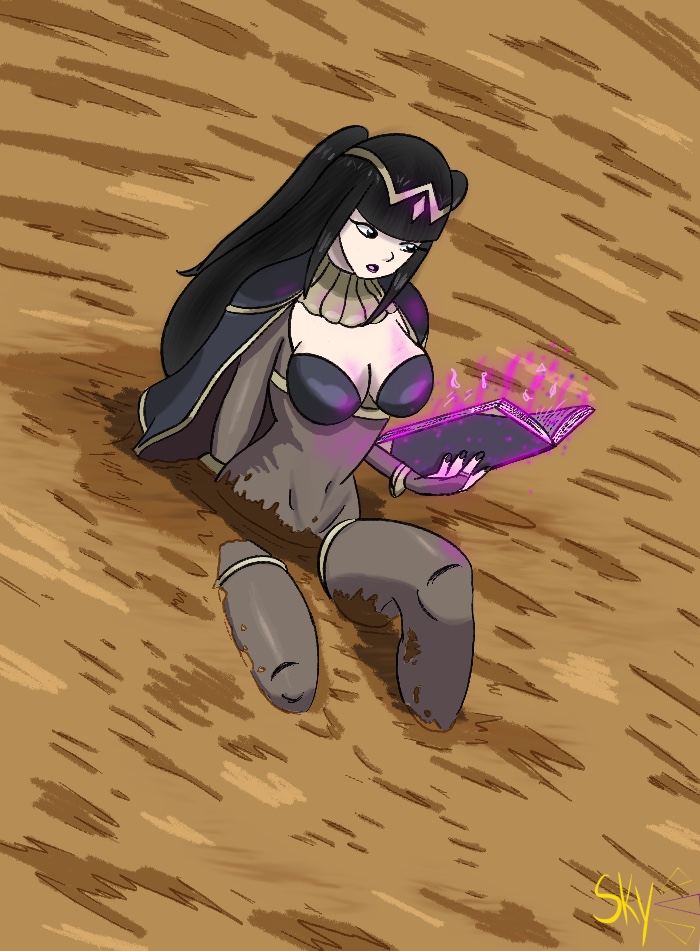 artist_request black_hair dirty female fire_emblem fire_emblem_awakening medium_hair mud muddy nintendo quicksand sky_(artist) tharja_(fire_emblem)