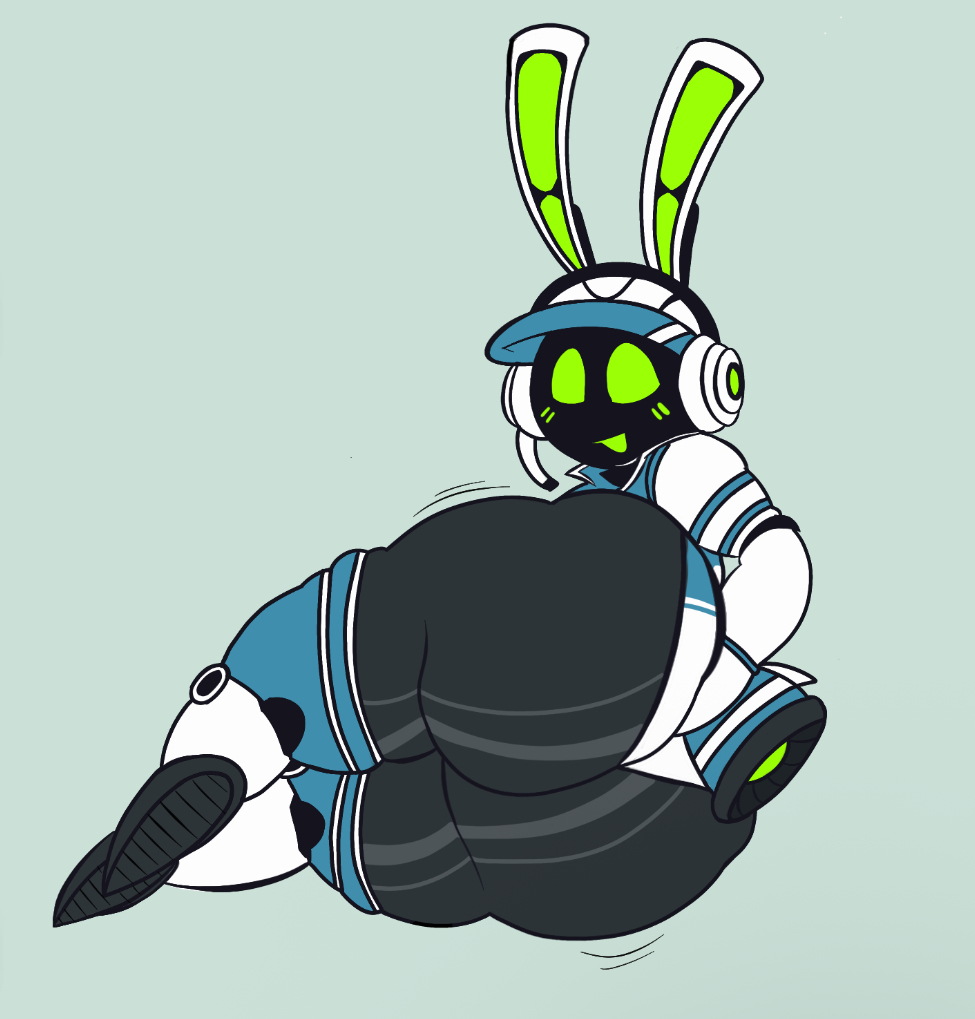 ass, ass focus, big ass, big breasts, big butt, blush, bunny ears, bunny girl, butt crack, butt digging, butt focus, cute, cute face, digging into butt, digging up in they ass, female, female only, hype ass, hyper, itching, molkeyxml, project turboblast, robot, robot girl, tempo (project turboblast), thick thighs