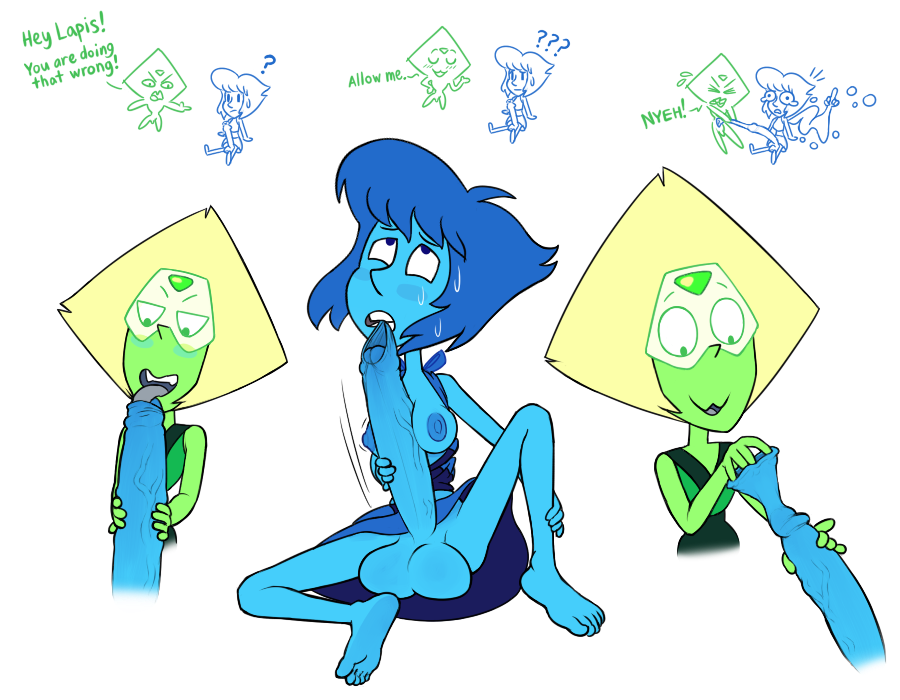 balls big_penis foreskin foreskin_bite foreskin_insertion foreskin_play foreskin_pull foreskin_stretching full_circle futa futanari gem_(species) glans intersex lapis_lazuli_(steven_universe) long_foreskin penis penis_lick peridot_(steven_universe) steven_universe transparent_background uncut veiny_penis