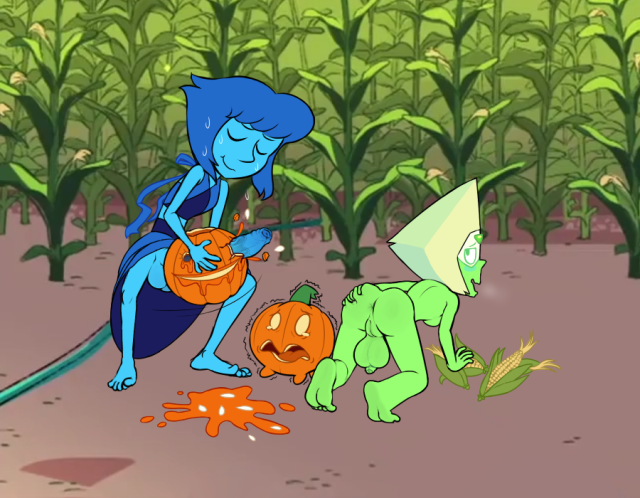 dickgirl fucking_pumpkin futanari gem_(species) intersex lapis_lazuli_(steven_universe) monster peridot_(steven_universe) pumpkin pumpkin_(steven_universe) steven_universe