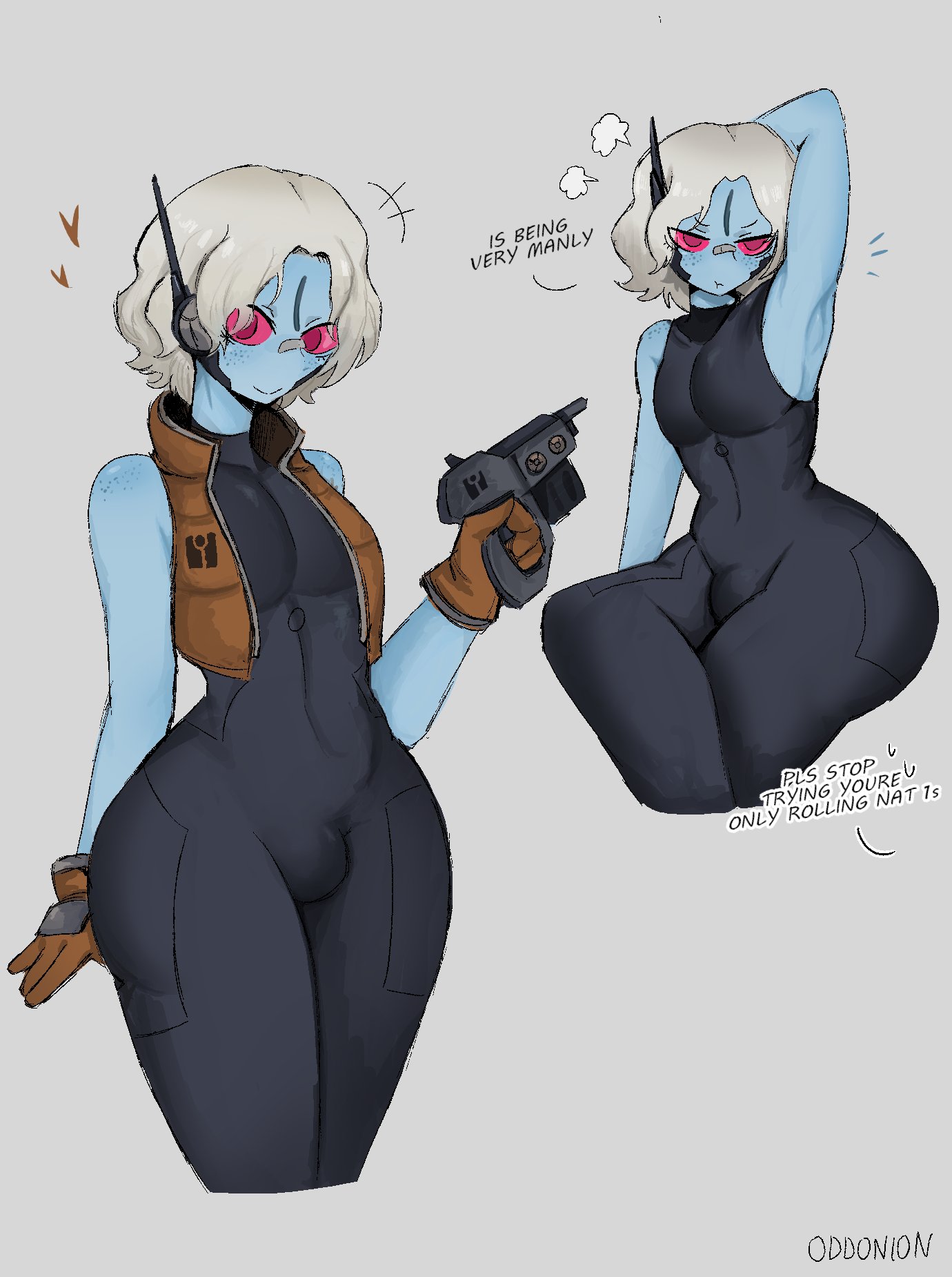 1boy, alien, big ass, blue skin, femboy, huge ass, large ass, male, male only, odd onion, solo, tau, trap, warhammer (franchise), warhammer 40k, white hair