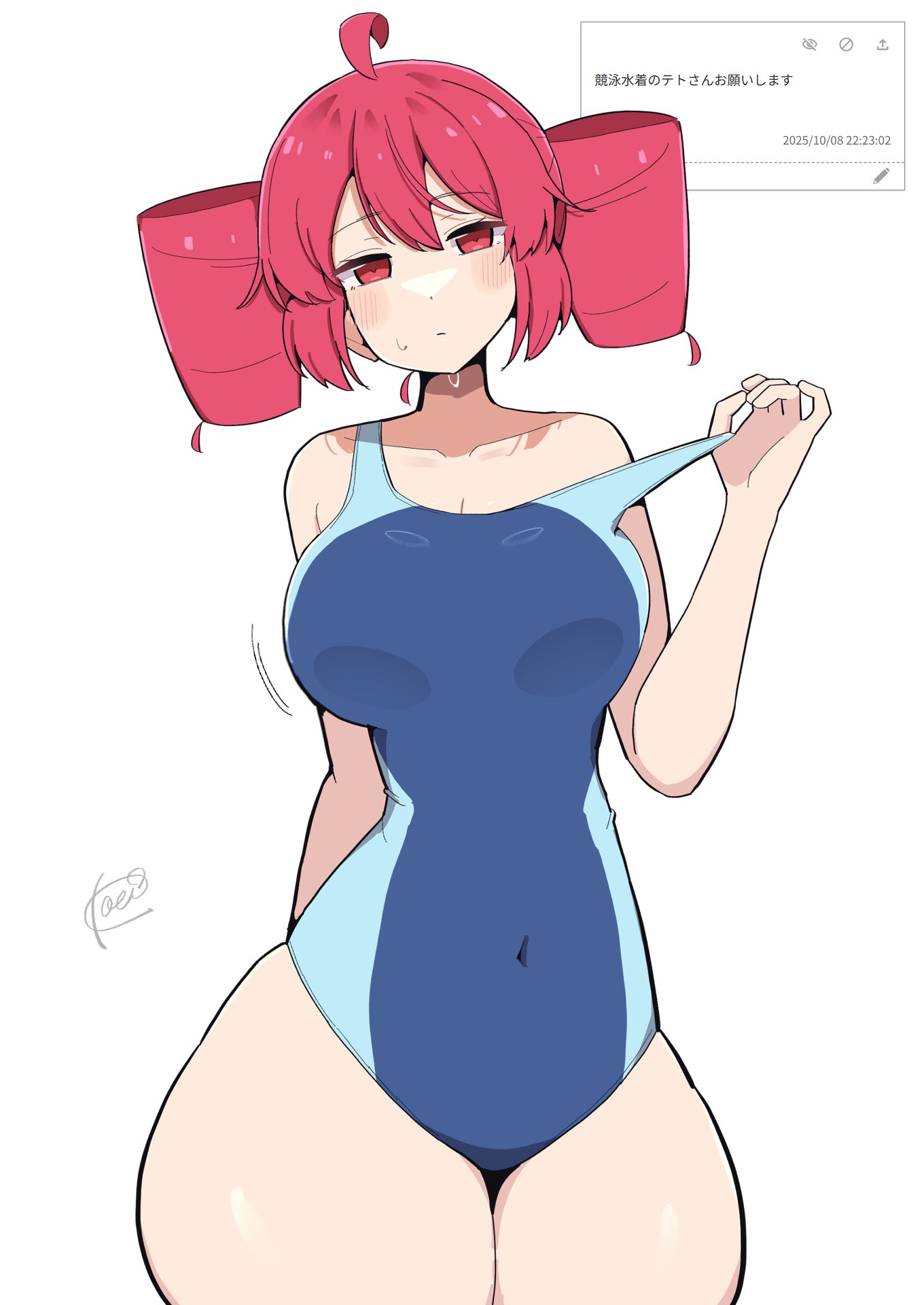 armpits, arms behind head, ass, ass cheeks, belly, belly button, big ass, big boobies, big booty, big breasts, big butt, big cake, big hips, big milkers, big thighs, big titties, blush, blush lines, booty, bottom heavy, breasts, bust, busty, busty female, busty woman, cake, child bearing hips, clothed, competition swimsuit, curvy, curvy body, curvy female, curvy figure, curvy milf, dumptruck ass, dumptruck booty, dumptruck butt, embarrassed, eyebrows, eyelashes, fat ass, fat butt, female, female only, hips wider than shoulders, hourglass figure, hourglass figured female, huge ass, huge boobies, huge boobs, huge breasts, juicy ass, juicy booty, juicy breasts, juicy butt, juicy thighs, juicy tits, kasane teto, koeikobo, legwear, light skin, light-skinned female, looking at viewer, mature, mature female, meaty ass, meaty butt, meaty thighs, milf body, milker, milkers, navel, navel visible through clothes, odaibako, one-piece swimsuit, pear shaped, pear shaped female, pose, red eyes, red hair, request, round ass, round boobies, round breasts, round butt, sexy, sexy pose, shiny, shiny clothes, shiny hair, shiny skin, solo, spankable ass, swimsuit, thick, thick ass, thick butt, thick hips, thick legs, thick thighs, thighhighs, tight clothing, tight fit, tit, titties, twin drills, twintails, uncomfortable, utau, utauloid, voluptuous, voluptuous female, wide hipped female, wide hips, wide thighs, young, young adult, young girl, young woman, younger female