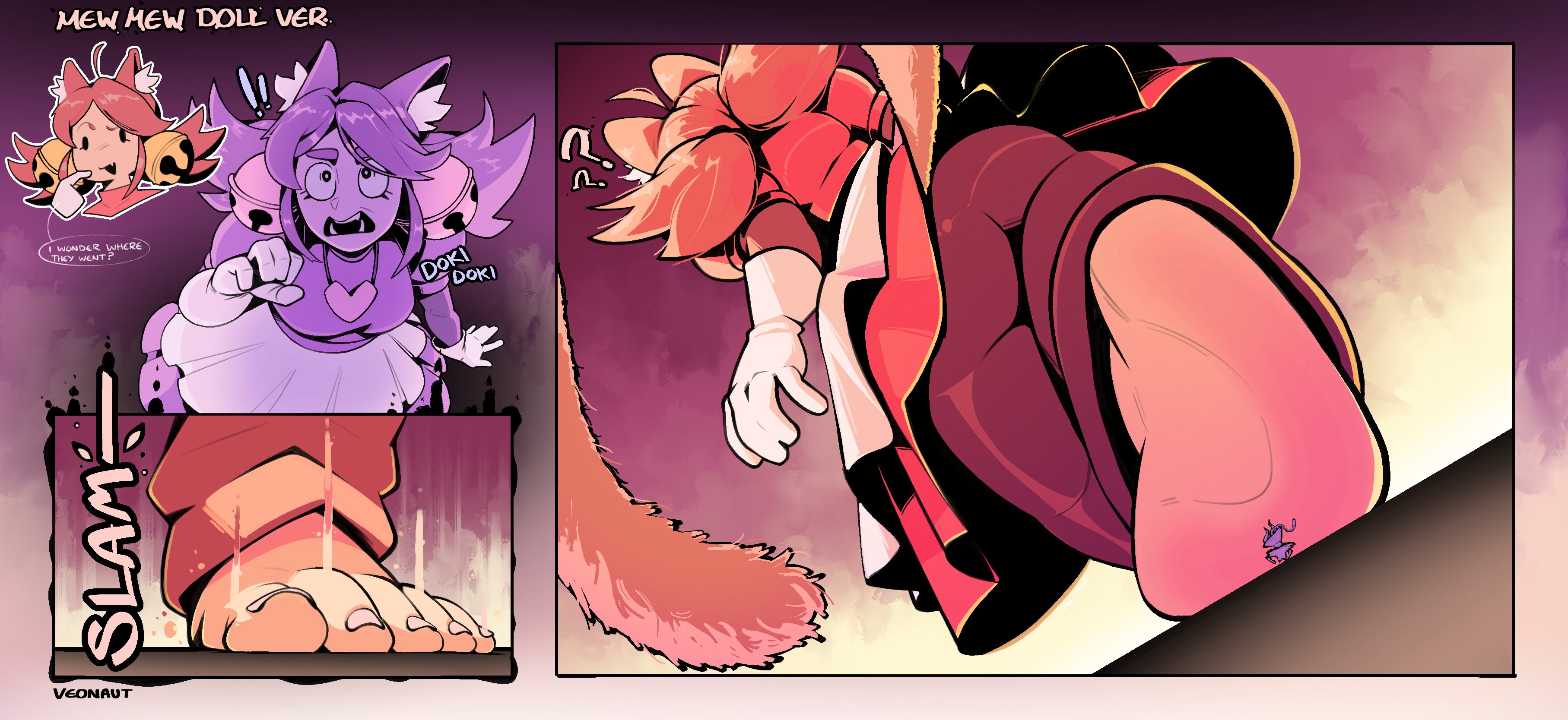catgirl, deltarune, deltarune chapter 5, feet, feet fetish, feet focus, foot fetish, foot focus, giantess feet, irritable ghost (deltarune), mad dummy, mad mew mew, mew mew (undertale), minigirl, selfcest, size difference, soles, soles focus, unaware, unaware giantess, undertale (series), veonaut