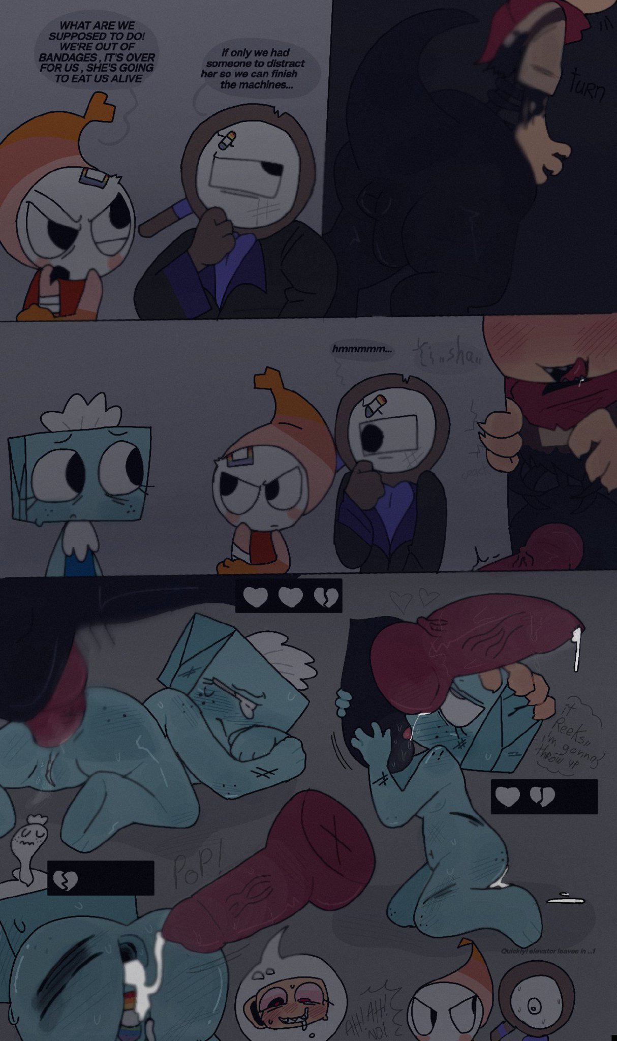 anal sex, asshole opened wide, bad end, balls, bondage, cloudyhehe, comic, cum in ass, dandy's world, donut anus, futa on female, futanari, huge cock, knotted penis, monster cock, monster on female, rodger (dandy's world), shelly (dandy's world), shrimpo (dandy's world), size difference, sniffing, tear, tearing up, tisha (dandy's world), twisted shelly (dandy's world)