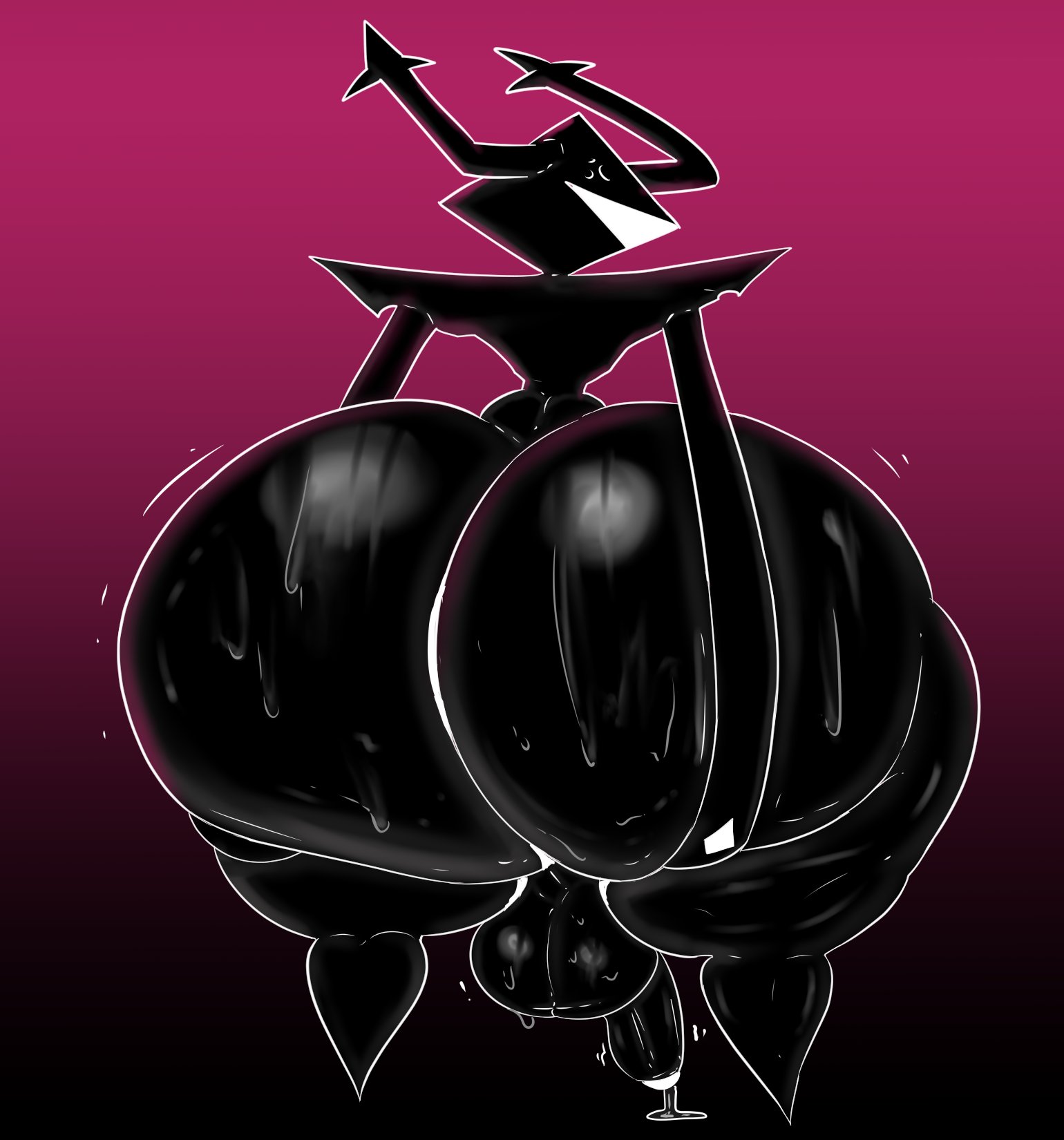 2d, anthro, anthro only, armor, ass, ass bigger than head, ass focus, backsack, balls, bellyboi13, big ass, big balls, big butt, big butt (male), big penis, black body, deltarune, dumptruck ass, fat ass, fat balls, fat thighs, furry, furry male, furry only, genderswap, genderswap (ftm), genitals, hand on ass, highres, horns, huge ass, huge balls, huge penis, huge thighs, looking back at viewer, male, male only, monster, monster boy, no sex, non-human, nonhuman, penis, precum, precum drip, roaring knight, rule 63, shadow, shadow creature, simple background, solo, solo male, standing, sweat, sweaty, sweaty ass, sweaty balls, thick, thick hips, thick thighs, thighs, twitter link, undertale (series), weapon, wide hips