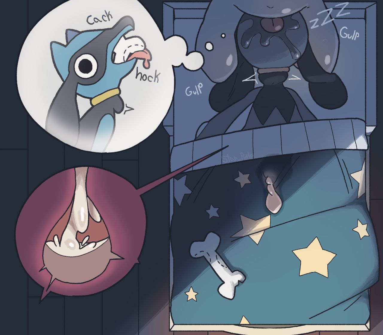 bone, cub, cum, cum inside, gay, pokemon, pokemon (species), riolu, somnophilia, star rifle, wet dream