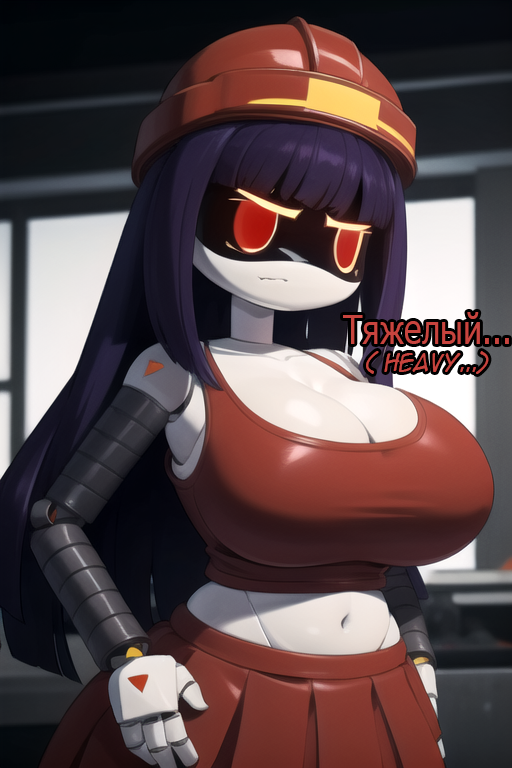 1girls 1robot_girl 2d ai_generated big_breasts cleavage daidouji_(artist) daidoujipv doll_(murder_drones) english_text female female_only glitch_productions humanoid long_hair looking_at_viewer murder_drones purple_hair red_eyes robot robot_girl robot_humanoid russian_text screen_face solo text