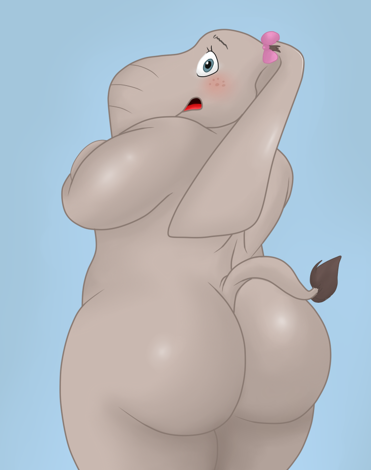 anthro ass back big_butt blush covered_breasts elephant female meena_(sing) nude sing_(movie) solo