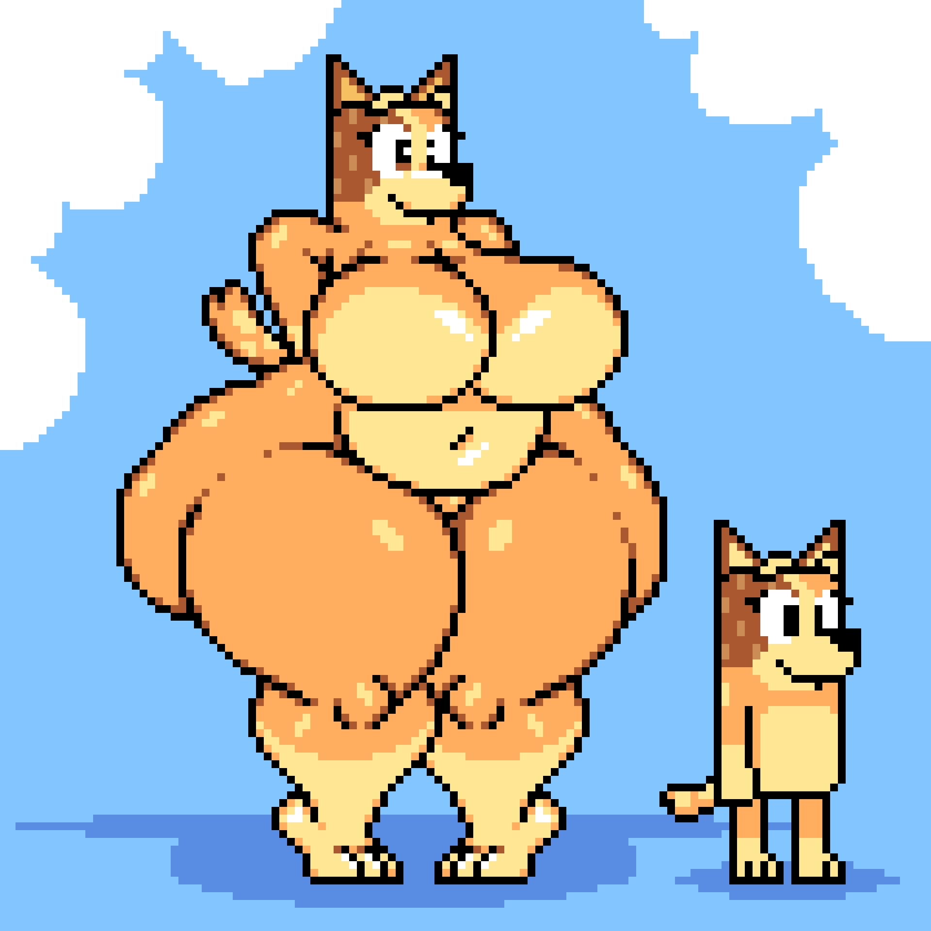 1girls alternate_body_type barefoot bluey_(series) chilli_heeler completely_nude completely_nude_female curvaceous disproportional faucyv female female_only full_body furry humanoid naked naked_female nude nude_female pixel_art solo solo_female volfenf voluptuous