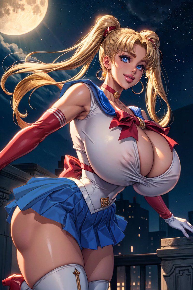 1girls, ai generated, big breasts, bimbo, bishoujo senshi sailor moon, breasts, bythebrokenone, clothing, female, female only, gigantic breasts, huge breasts, large breasts, massive breasts, milf, sailor moon, skirt, solo, solo female, stockings, usagi tsukino