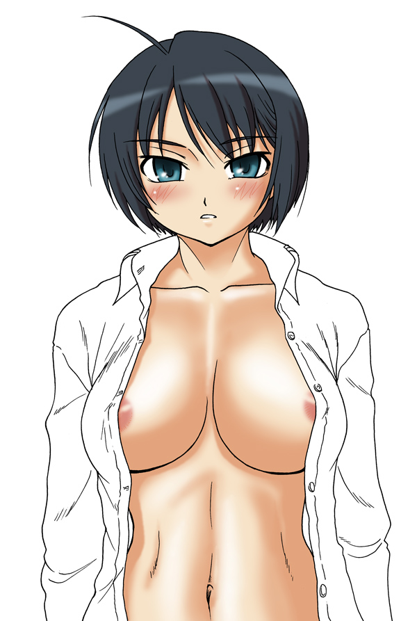 breasts he_is_my_master izumi_sawatari kore_ga_watashi_no_goshujin-sama misnon_the_great no_bra open_clothes open_shirt sawatari_izumi shirt solo