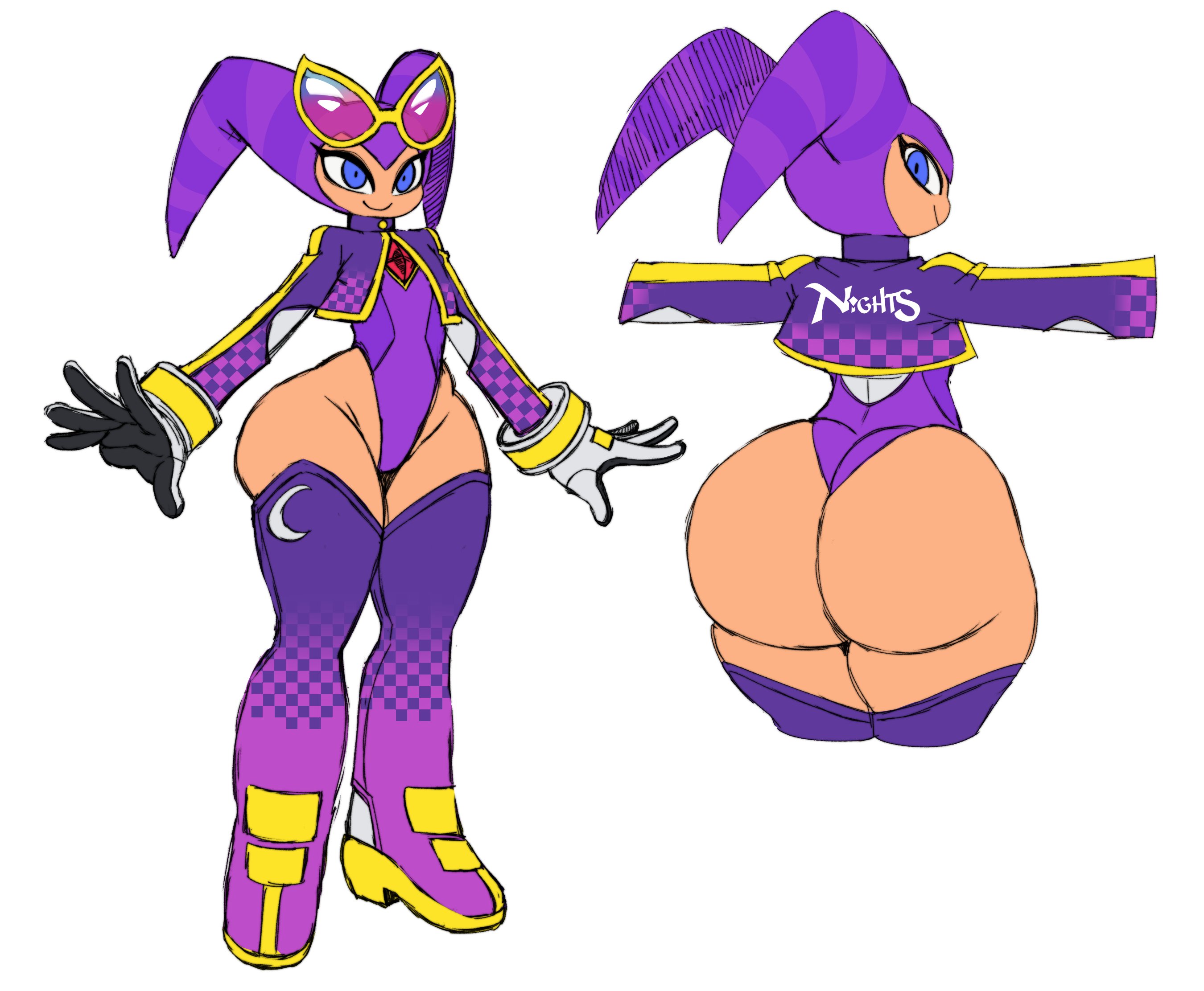 big ass, bottom heavy, feminine, huge ass, nights, nights into dreams, sega, sssonic2