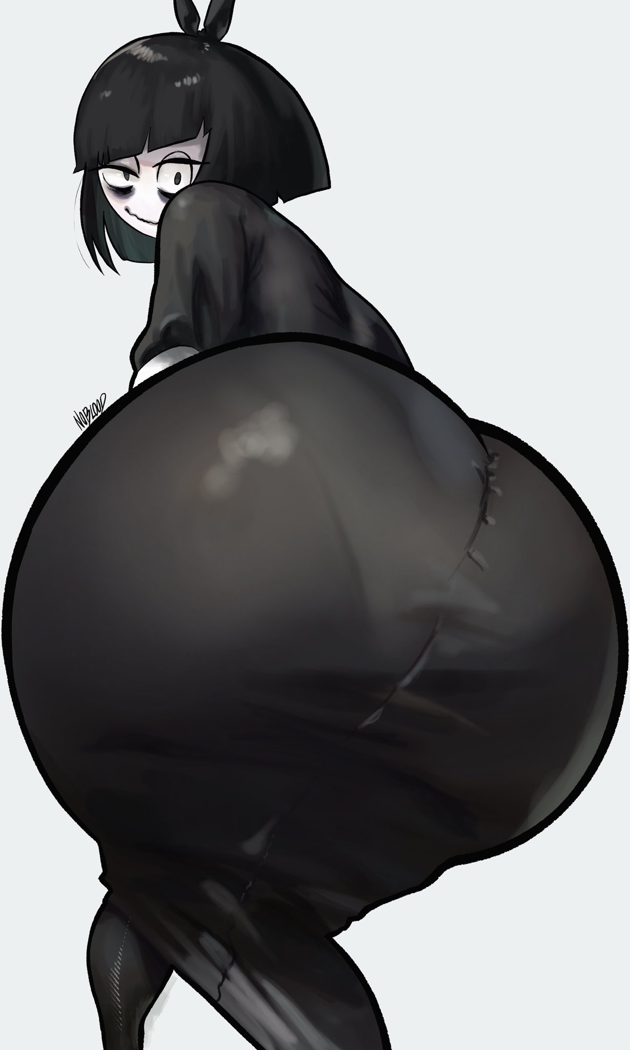 artist_name ass ass_body background black_clothing black_dress breasts creepy_susie eye_bags female hair huge_ass looking_at_viewer looking_back noblood rear_view ryandomonica tagme the_oblongs uncensored white_background