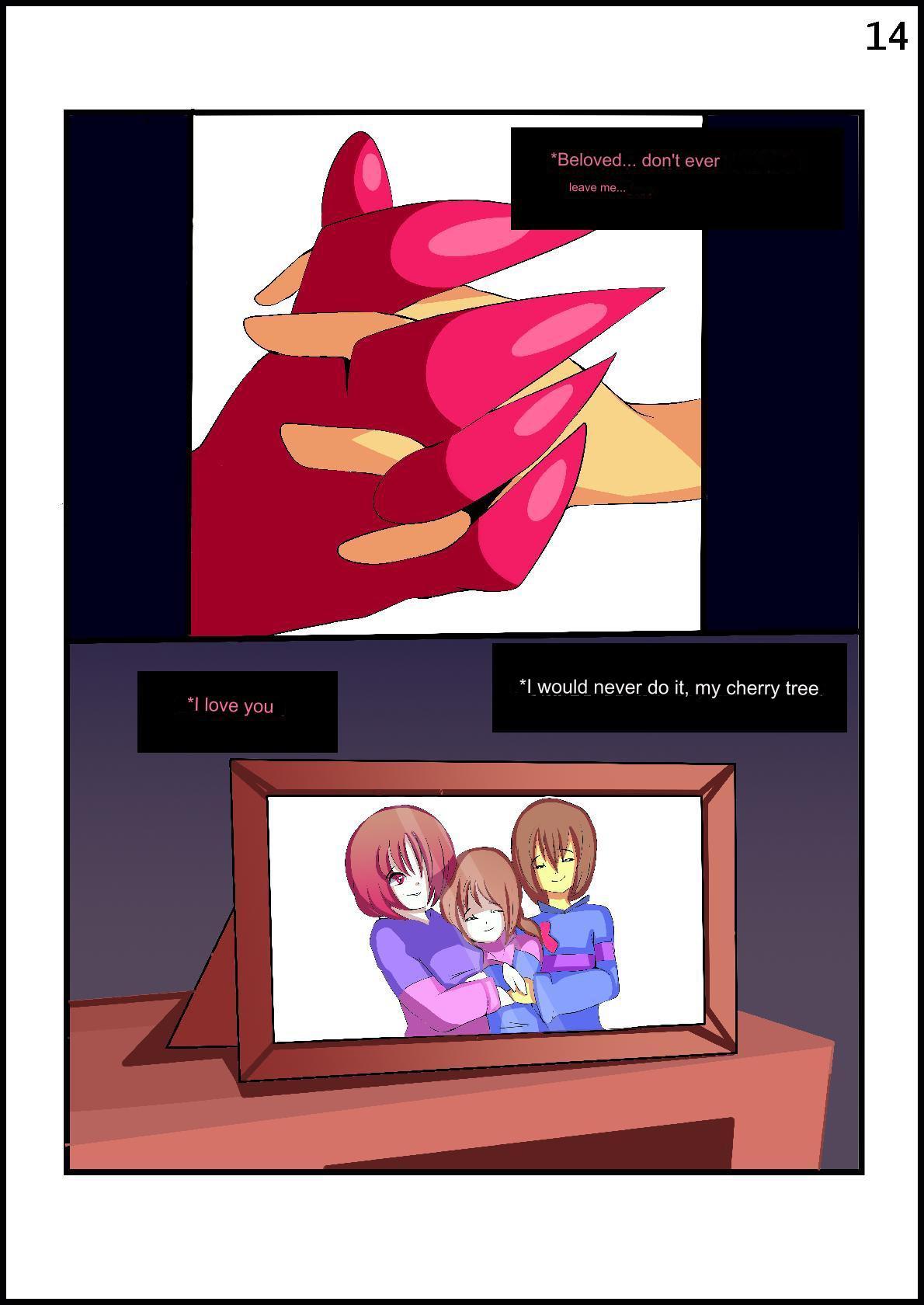 bete_noire betty_noire brown_hair comic family_portrait frisk glitchtale holding_hands indigopencil naked page_14 page_number red_hair tagme wholesome