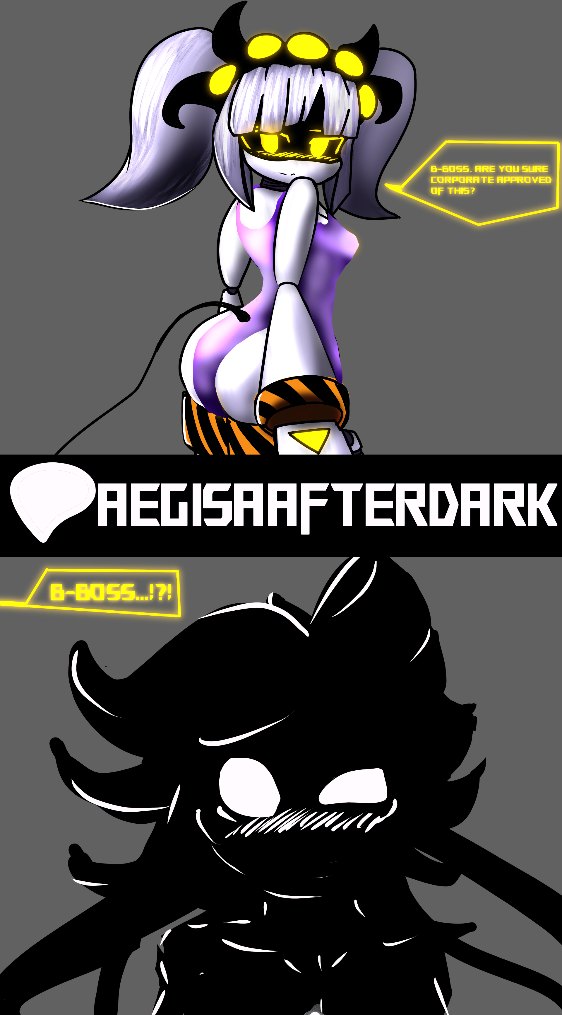 aegisafterdark, ass, blush, comic, dialogue, embarrassed female, female, female only, j (murder drones), murder drones, swimsuit, tessa elliot, text, text bubble, yuri