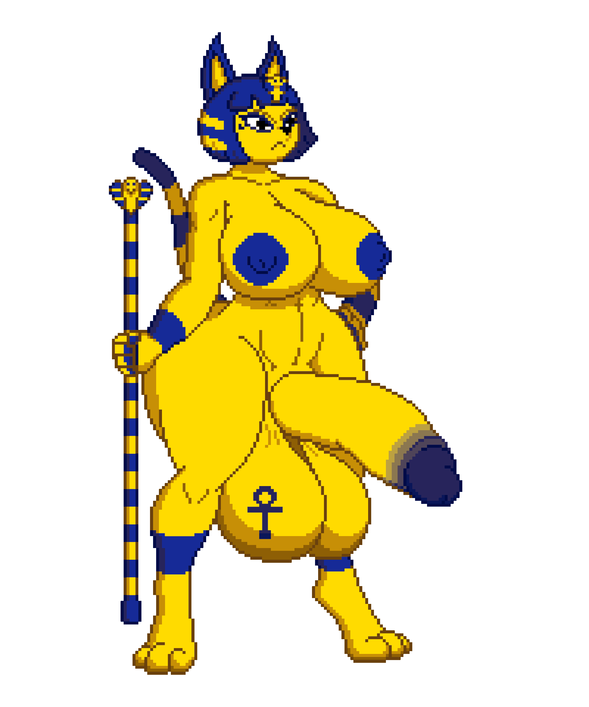 1futa, 5:6, alpha channel, animal crossing, animated, ankh, ankh tattoo, ankha, ankha (animal crossing), balls, big balls, big breasts, big penis, breasts, digital media (artwork), felid, feline, fur, futanari, genitals, hi res, huge balls, huge breasts, huge cock, humanoid, intersex, jiggling, m.u.g.e.n, mammal, micadi, mugen, muscular, nintendo, penis, pixel (artwork), pixel art, simple background, solo, transparent background, vertical video, yellow body, yellow fur