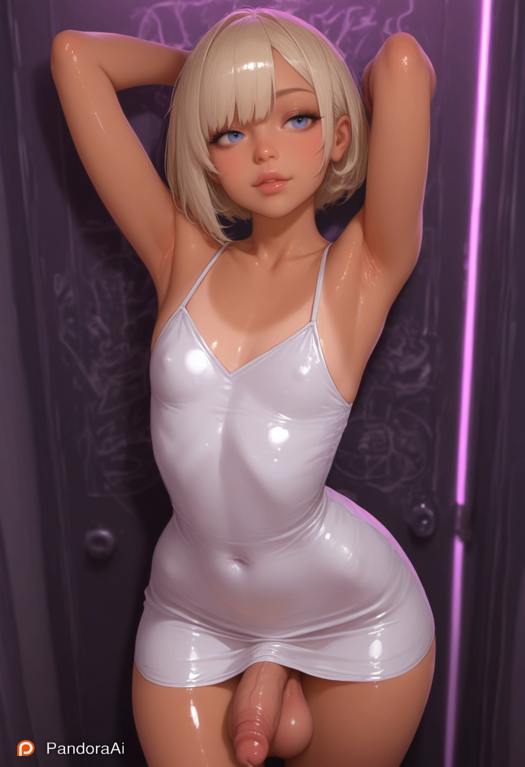 1boy, 1femboy, aesthetic, ai generated, armpit, armpit fetish, armpits, artist name, artist upload, balls, balls worship, big balls, big cock, big hips, big penis, big testicles, blonde hair, blue eyes, boy, breasts, brush, club, cock worship, cute, cute eyes, cute face, cute male, dress, excited, femboy, flaccid, flaccid penis, flat chest, flat chested, graffiti, graffiti on wall, hanging balls, hanging penis, hi res, high-angle view, huge balls, huge cock, huge hips, huge testicles, huge thighs, legs, lips, lipstick, makeup, male, male only, more at source, neon, neon lights, nipple bulge, nipple fetish, nipples, no panties, pandora, patreon, penis, presenting, presenting balls, presenting penis, puffy lips, restroom, sexy, sexy armpits, sexy body, sexy clothing, sexy pose, skinny, slim waist, small breasts, smooth balls, smooth penis, smooth skin, tan body, tan skin, tanline, tanlines, tanned, tanned body, tanned femboy, tanned male, tanned skin, testicles, thick balls, thick cock, thick hips, thick penis, thick thighs, tiny breasts, tiny waist, trap, white dress, white hair