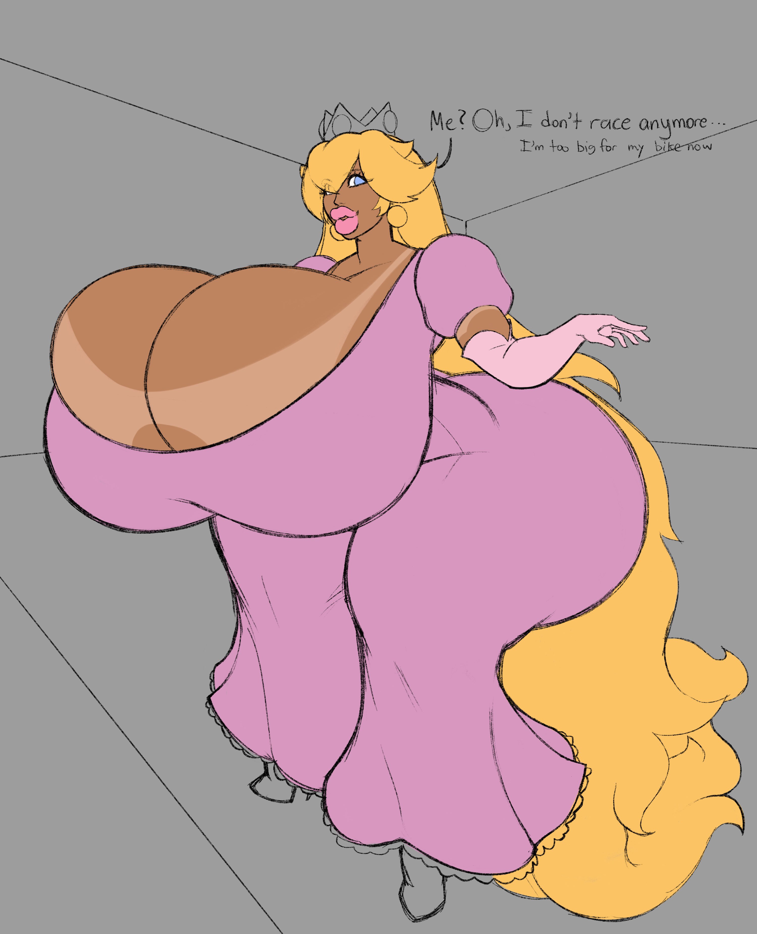 1girls, ass, ass bigger than head, big lips, bimbo, bimbo lips, breasts, breasts bigger than head, bubble ass, bubble butt, chromiia1, cleavage, clothed, dress, dumptruck ass, fat ass, female, female focus, female only, fully clothed, huge lips, hyper, hyper ass, hyper breasts, mario (series), massive ass, massive breasts, nintendo, no bra, princess peach, revealing clothes, round ass, solo, tan skin, tanline, teasing, thick ass, thick lips