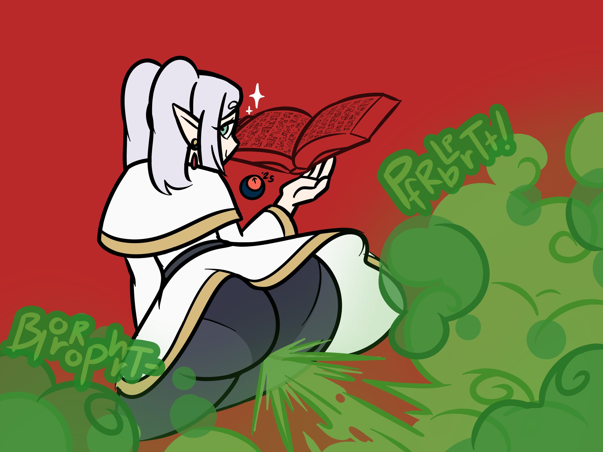 big ass, big butt, elf, elf ears, elf female, elf girl, fart, fart cloud, fart fetish, farting, farts, female, female only, frieren, frieren beyond journey's end, looking back, mystmiasmic, sousou no frieren, white skin