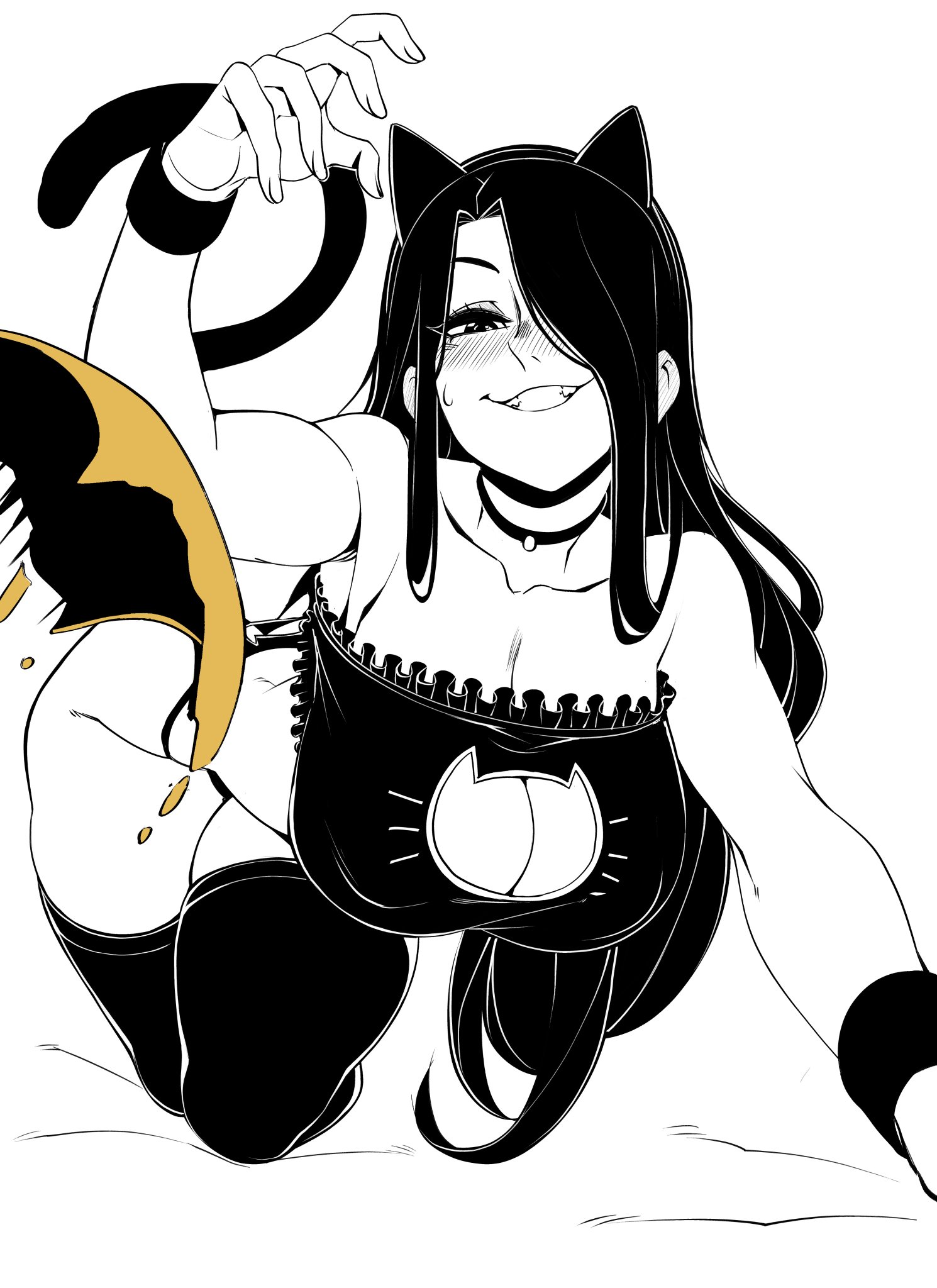 1girls, big ass, big breasts, breasts, cat ears, cat girl, cat tail, catgirl, curvaceous, curvy, curvy figure, digital media (artwork), female, hair over one eye, hips, hourglass figure, huge ass, huge breasts, kize art, large ass, large breasts, legs, mature, mature female, nila (telepurte), slim waist, thick, thick hips, thick legs, thick thighs, thighs, voluptuous, waist, wide hips