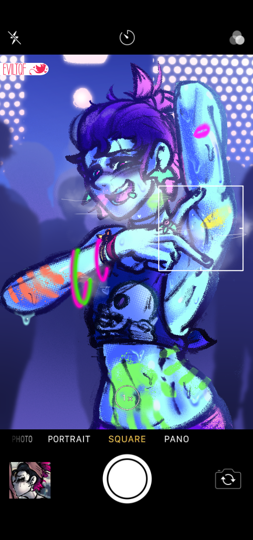 arm up, armpits, arms up, eviltqf, femboy, femboy only, feminine male, goth, goth boy, hand imprint, jackie (eviltqf), male, phone, phone screen, phone view, ponytail, public, rave, sweat, sweatdrop