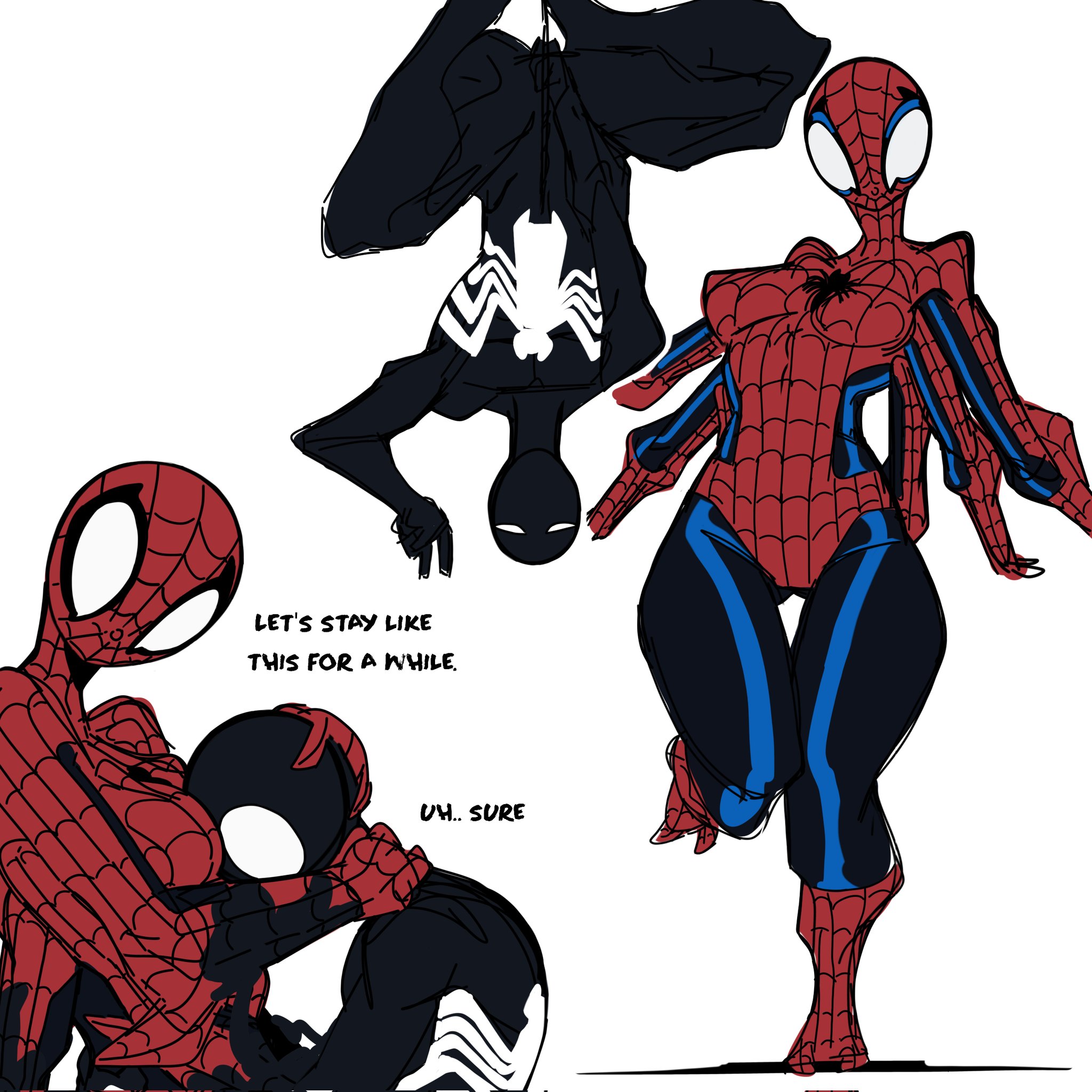 1boy, 1boy1girl, 1girls, 6 arms, ass, big ass, big breasts, breasts, breasts out, busty, chest, curvaceous, curvy, curvy figure, digital media (artwork), doppelganger (spider-man), doppelganger-chan, female, hips, hourglass figure, huge ass, huge breasts, large ass, large breasts, legs, male, male/female, marvel, marvel comics, mask, masked, mature, mature female, mature male, multi arm, multi limb, peter parker, rule 63, slim waist, spider-man, spider-man (series), straight, t1tans90, thick, thick hips, thick legs, thick thighs, thighs, voluptuous, waist, wide hips