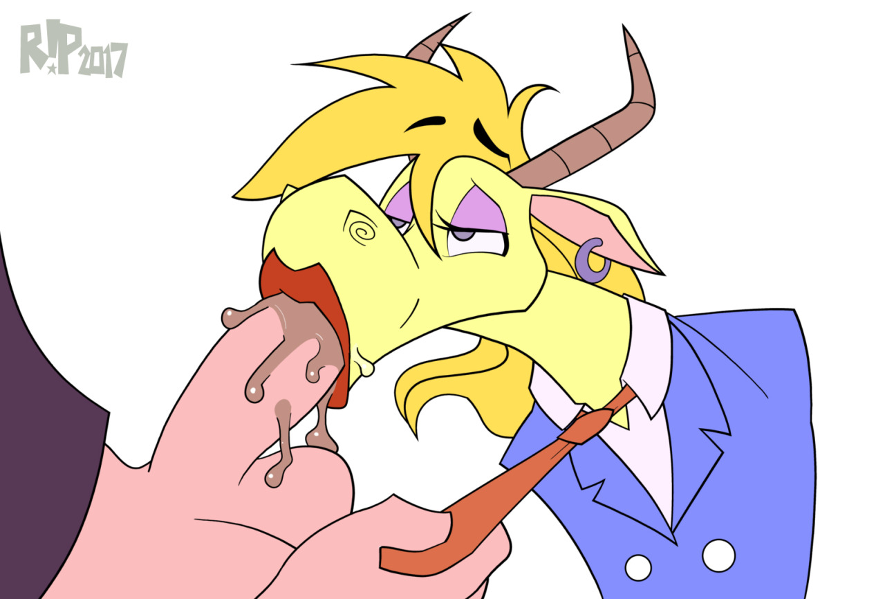 1girl, 2017, big breasts, blonde hair, breasts, cartoon network, cleavage, curvy, erect nipples, fellatio, female, furry, huge areolae, human on anthro, johnny bravo (series), male, male human/female anthro, male on anthro, mary antelope (johnny bravo), nipples, oral, oral penetration, partial male, puffy nipples, r!p, red lips, short hair, thick lips, voluptuous