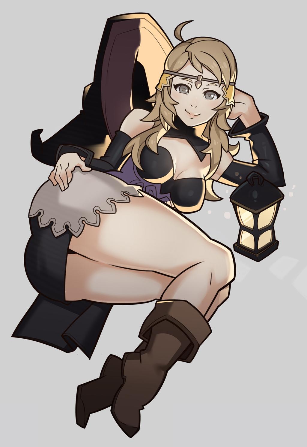 adapted costume, alternate costume, ass, big ass, blonde hair, breasts, curvy, female, fire emblem, fire emblem fates, ophelia (fire emblem), splashbrush, witch hat