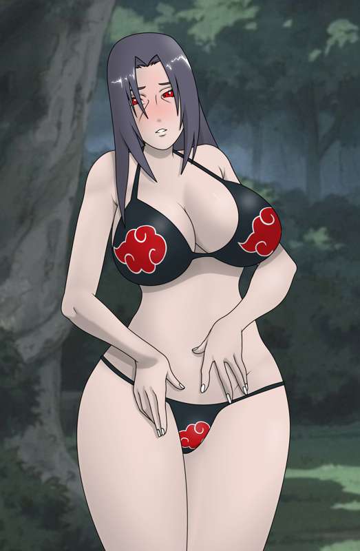 1girls, akatsuki (naruto), artist request, big breasts, black hair, breasts, female, genderswap, genderswap (mtf), hair, light skin, light-skinned female, long hair, nail polish, naruto, naruto (series), naruto shippuden, red eyes, rule 63, sharingan, solo, solo female, uchiha itachi, white nails