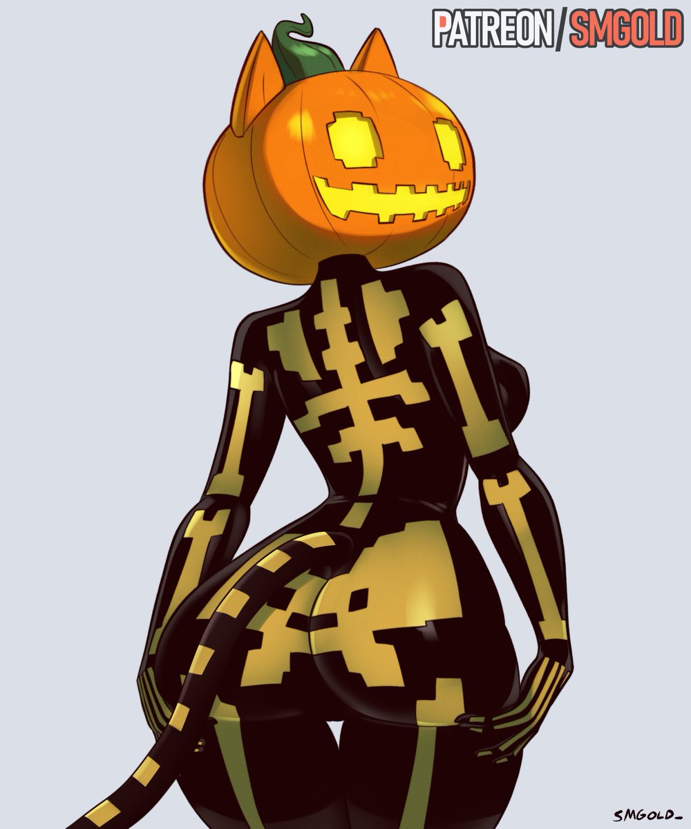 1female, 1females, 1furry, 1girls, anthro, anthro female, ass, big ass, big booty, big hips, cat ears, cat girl, cat tail, catgirl, curvaceous, epic games, female, female only, female solo, fortnite, fortnite: battle royale, fortnitemares, halloween pumpkin, looking at viewer, looking back, only, only female, pumpkin, pumpkin girl, pumpkin head, smgold, spice (fortnite), tagme