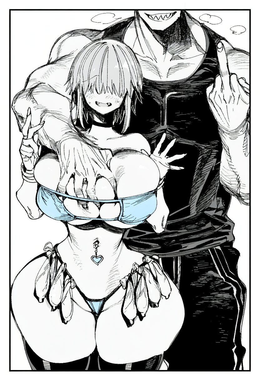 ai generated, breasts, huge breasts, shuya (artist), thick thighs, used condom, used condoms, uzaki yanagi, uzaki-chan wa asobitai!, wide hips