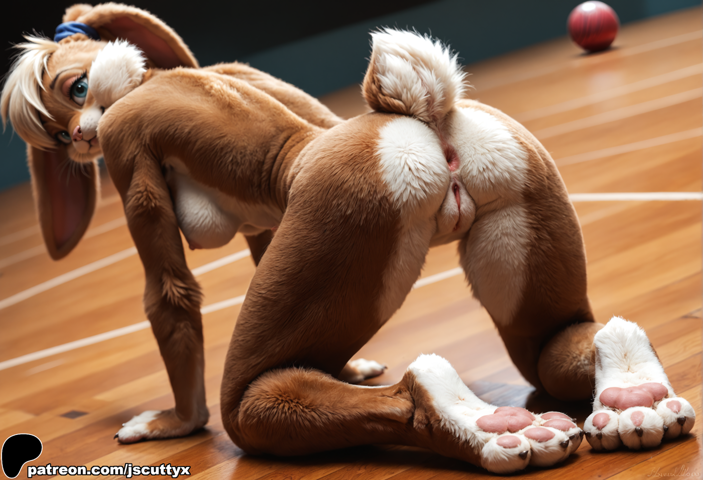 ai generated, anthro, anthropomorphic, bunny ears, bunny girl, female, female only, furry, furry female, high quality, high resolution, highres, innie pussy, jscuttyx, lola bunny, looney tunes, nude, puffy vulva, pussy, rabbit, space jam
