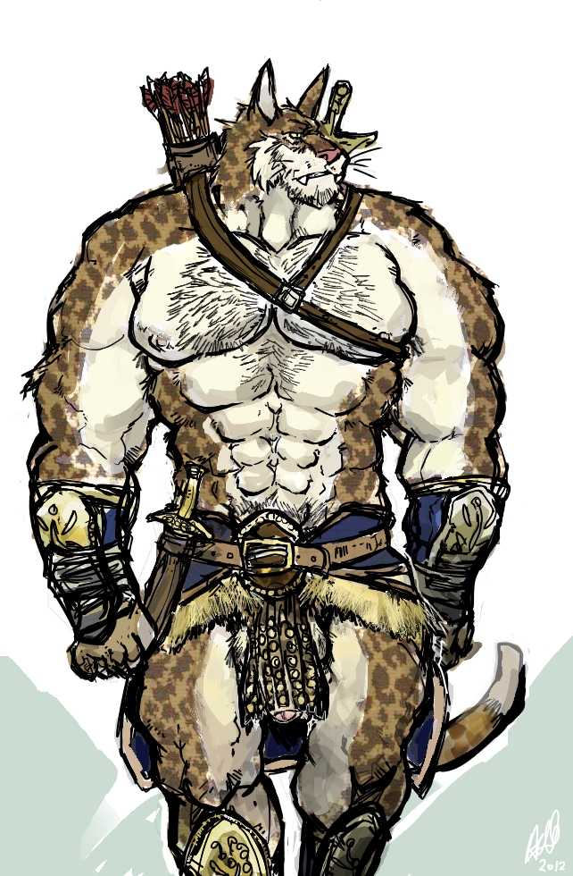 anthro aokmaidu balls feline khajiit male male_only mammal muscular penis the_elder_scrolls video_games