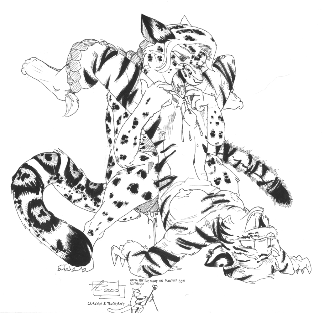 2002 anthro bodily_fluids bussaca cunnilingus duo felid female female/female genital_fluids genitals leopard looking_pleasured mammal monochrome oral pantherine pussy sex spread_pussy spreading tiger tongue vaginal_fluids vaginal_penetration